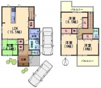 現在賃貸中のオーナーチェンジ物件！阪急『桂駅』まで徒歩１１分！
南向きで西側は空いているので、陽当たり・通風良好！
駐車２台可能な４ＬＤＫ！