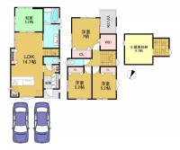 閑静な住宅地の全６区画の分譲地！全区画、普通車２台駐車可能！
長期優良認定住宅！耐震等級３！
小学校まで徒歩４分でお子様の通学も安心！
