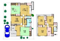 向日市、西京区、南区を専門　ユニバーサルホームサービス洛西口店 屋根の付いたガレージがある６ＳＬＤＫ！
閑静な住宅地！南・東向きにベランダ付き！
小学校・中学校まで徒歩８分とお子様の通学も安心♪
