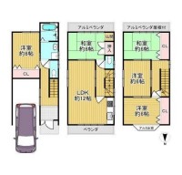 向日市、西京区、南区を専門　ユニバーサルホームサービス洛西口店 全居室６帖以上のゆとりのある５ＬＤＫの間取り！
第５向陽小学校まで徒歩４分とお子様の通学も安心な立地♪
３か所ベランダがありお洗濯物の多いご家族も安心☆