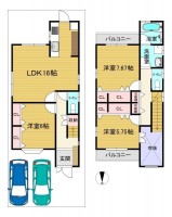 ２０２６年２月にリフォーム完成予定！
駐車２台可能な３ＬＤＫ！区画整う閑静な住宅地♪
前面道路ゆったり６ｍ、間口６．９ｍの整形地！