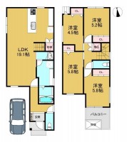 向日市、西京区、南区を専門　ユニバーサルホームサービス洛西口店 阪急＆ＪＲの２ＷＡＹアクセス！４ＬＤＫの新築戸建て！
小学校まで徒歩９分とお子様の通学も安心！
周辺徒歩圏内にコンビニやドラッグストアがあり、便利な住環境♪