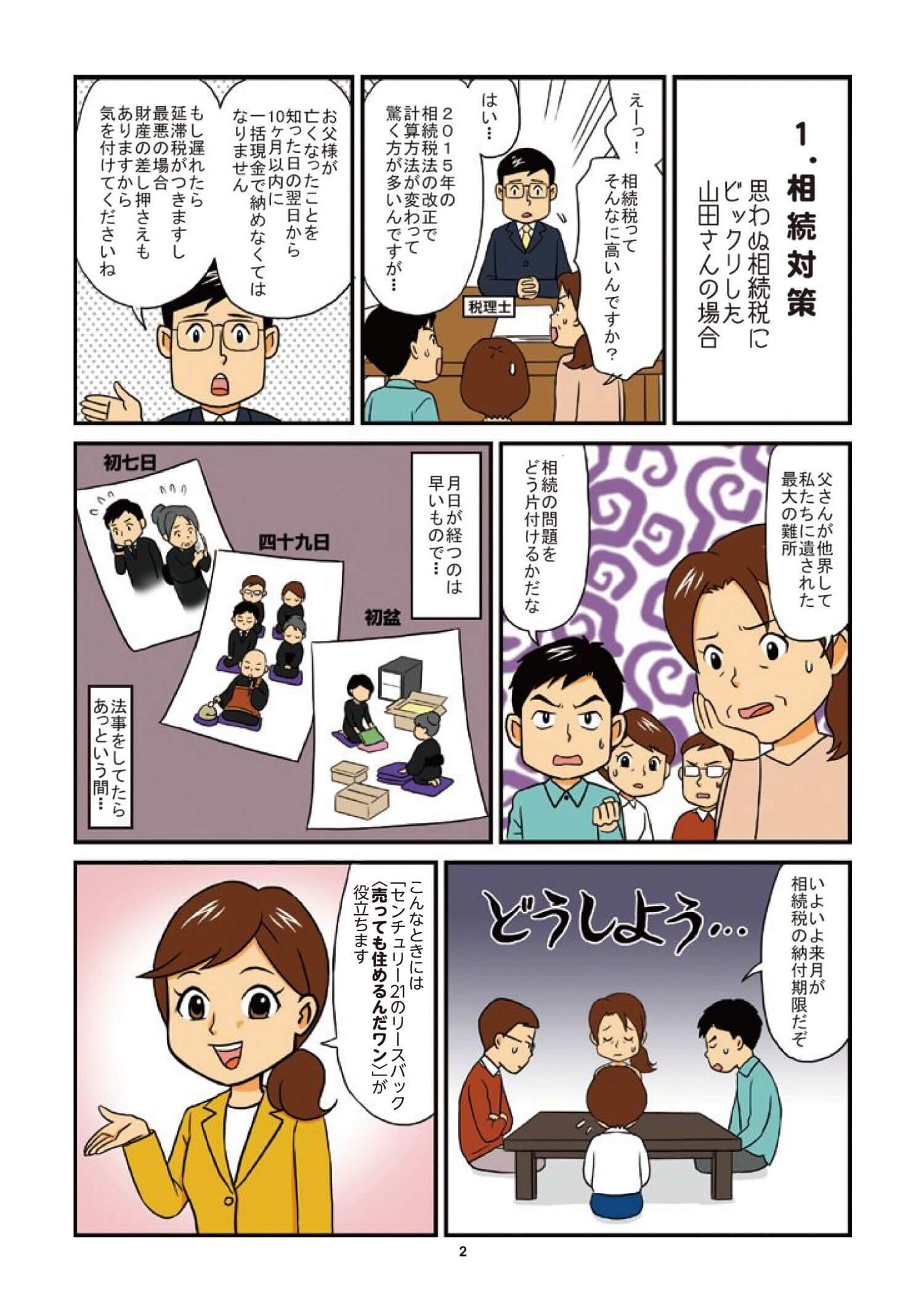 マンガでわかる！　センチュリー２１のリースバック　売っても住めるんだワン！　ページ2 相続対策について